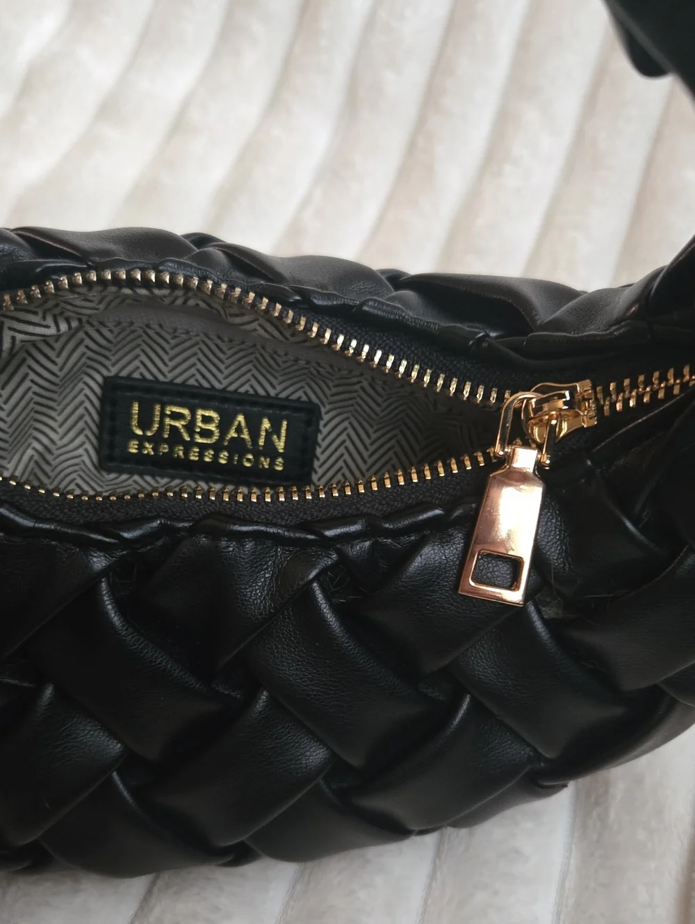 Woven Hobo Clutch Soft Leather little  Black Bag